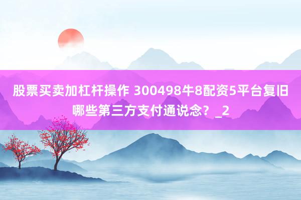 股票买卖加杠杆操作 300498牛8配资5平台复旧哪些第三方支付通说念？_2